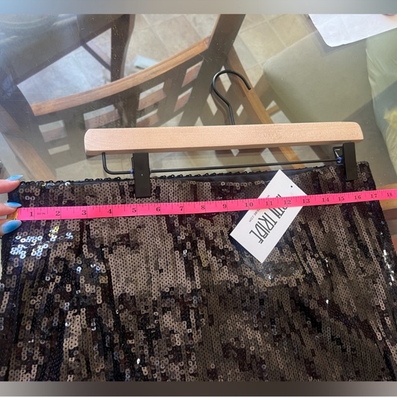 12th Tribe Black Sequin Mini Skirt with Feather Trim NWT - Picture 3 of 3